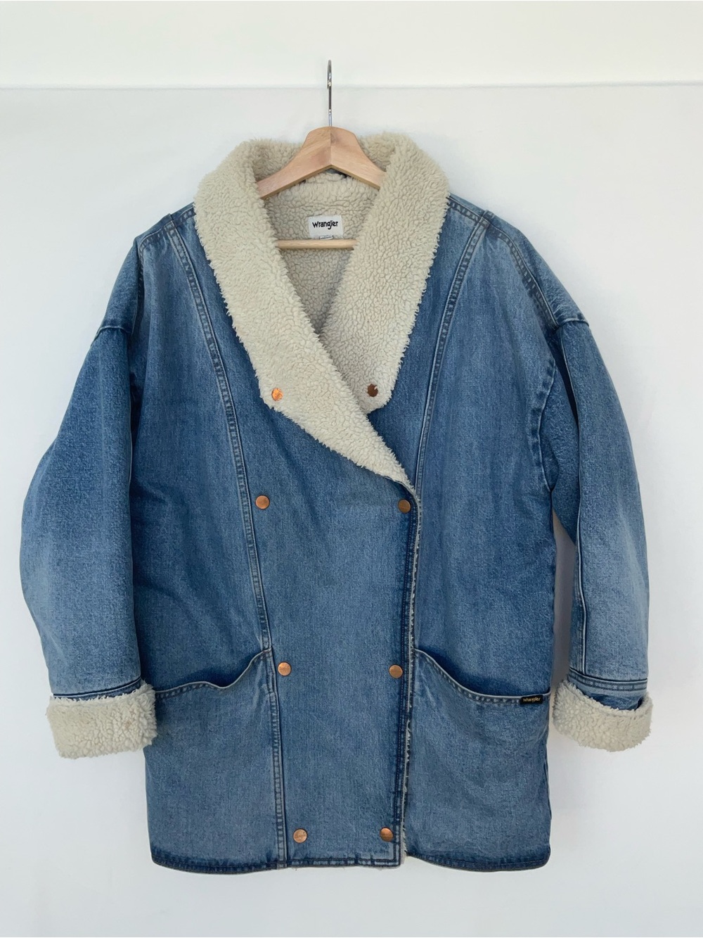 Wrangler Ranch Denim Shearling-Trim Coat - Picture 2 of 10